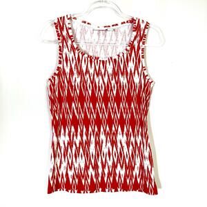Chico's Red Diamond Pattern Tank Top Scoop Neck Chicos 2/ US Large